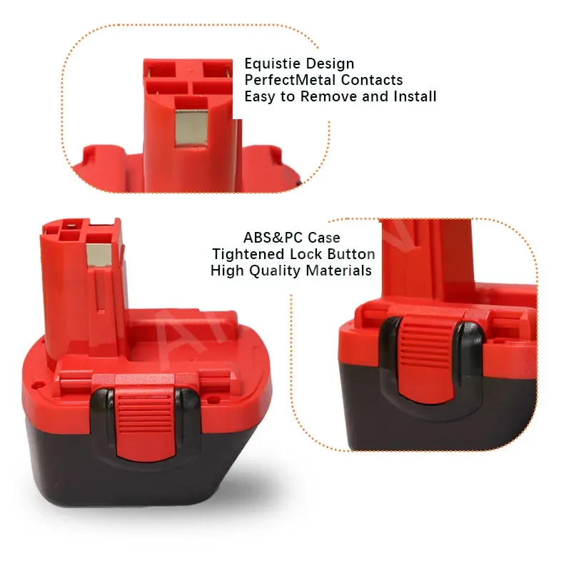 Imagem -02 - Bateria de Substituição Recarregável para Broca Bosch Bat043 Bat045 Bat120 4800mah Ni-mh 12 v Gsr12ve2 Psr12ve-2 2607335273