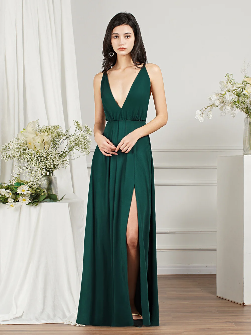 MisShow Cheap Green Maxi Summer Dress Female Sexy High Slit Straps Tie Back Long Dresses for Women Night Club Party Beach Dress