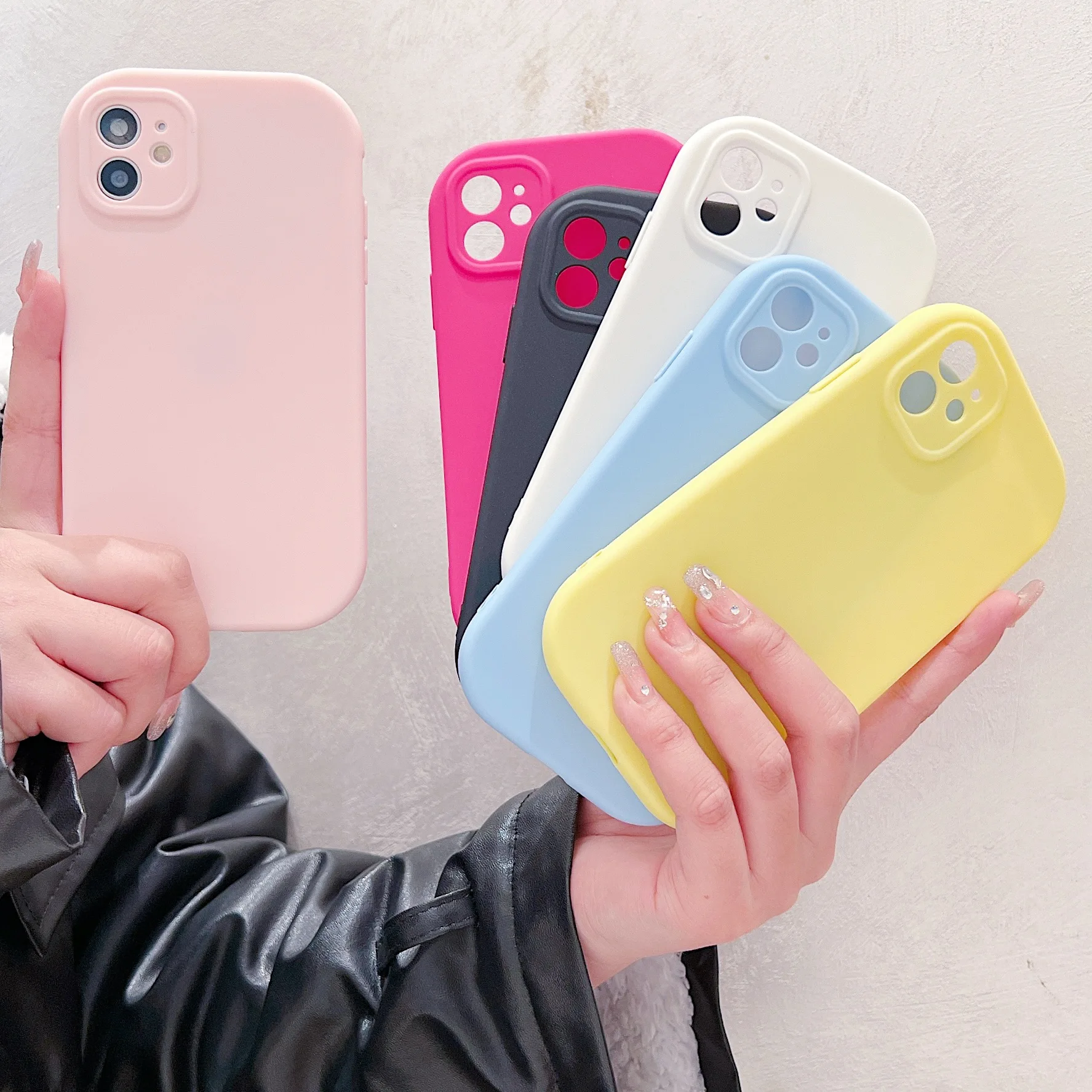 Candy Color Phone Case for iPhone 13 Funda iPhone 11 14 15 Pro Max 12 XR X Xs 7 8 Plus 15pro 13pro 13promax Soft Silicone Covers