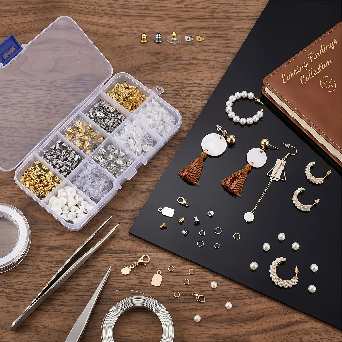 

Earring Backs Set 450pcs Silicone Metal Earring Stoppers Kit with 10 Grid Box for Earring Making Jewelry Repair DIY Craft