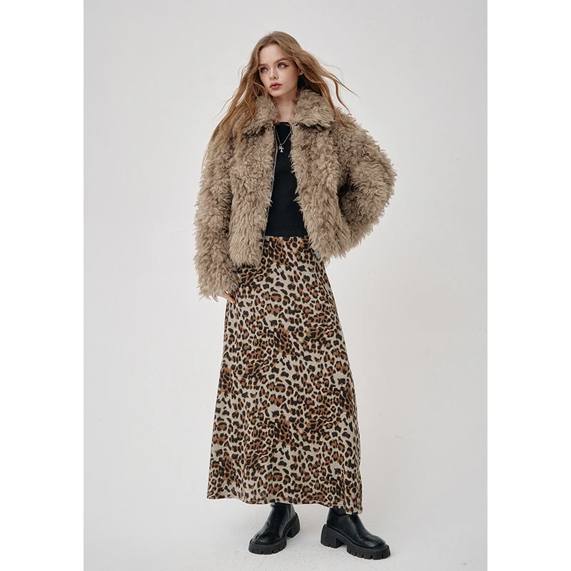 Elfsack 2024 inverno recém chegados casual gradiente longo cabelo jaqueta de pele sintética para mulher