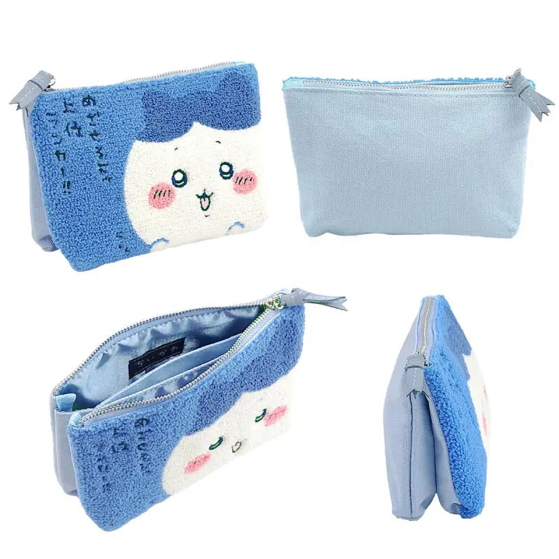 Lindo dibujo animado Kawaii Chiikawa Hachiware Usagi Momonga felpa bordado lienzo empalme monedero papelería estuche para lápices
