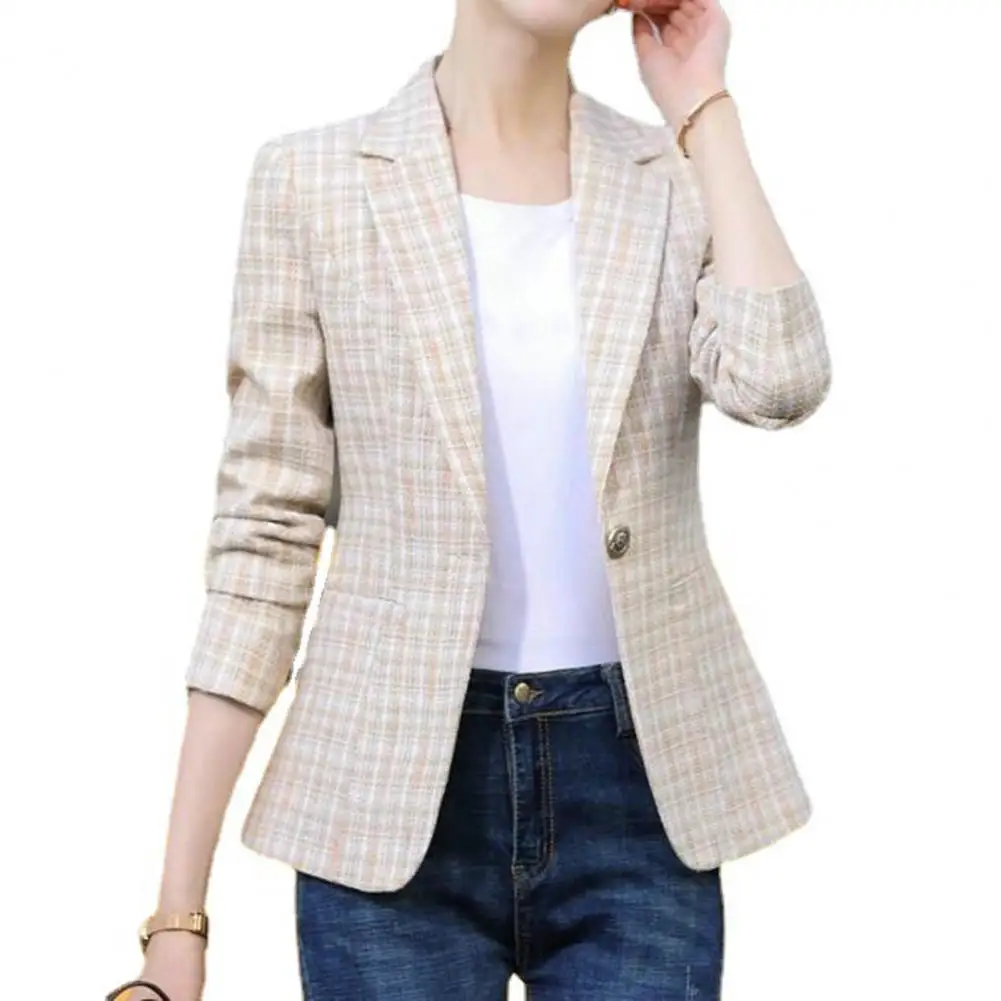 Blazer de negócios chique antirrugas feminino, casaco feminino para trabalho, gola de entalhe, casual, primavera, outono