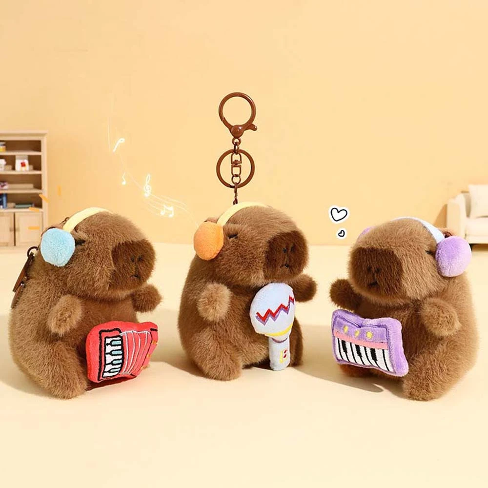 Musik Capybara Gitarre Capybara Schlüsselanhänger Tierpuppe Klavier Gitarre Form Cartoon Schlüsselanhänger Plüsch Cartoon Tier Anhänger