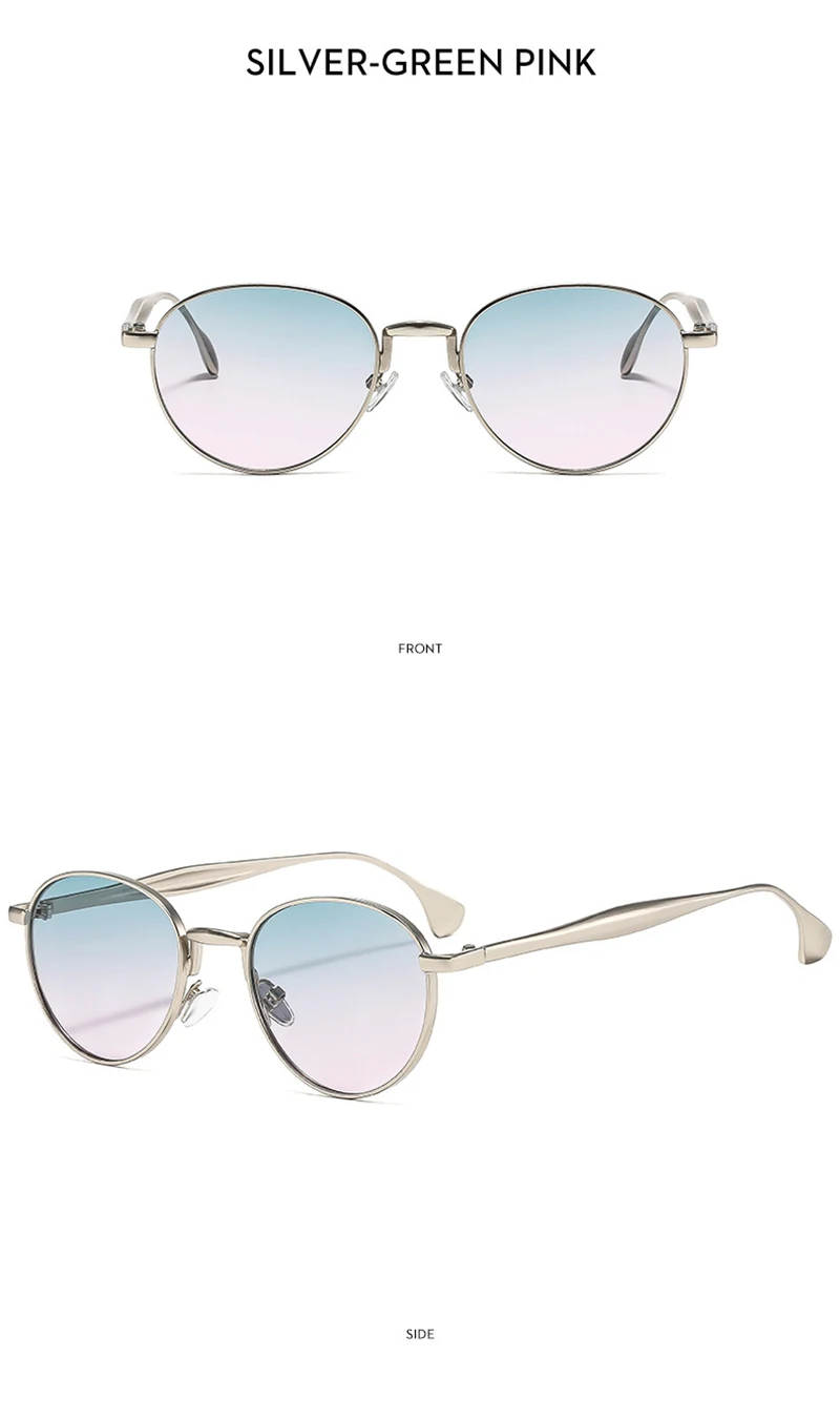 SHAUNA Retro Metall Runde Punk Männer Sonnenbrille Shades UV400 Mode Trend Gradienten Frauen Sonnenbrille – Detail 12
