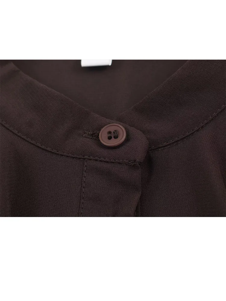 HH Moda Feminina Pendulares Versáteis Gola Plissado Camisa de Manga Longa Tops Feminino Elegante Sólido Simples High Street Camisa Casual