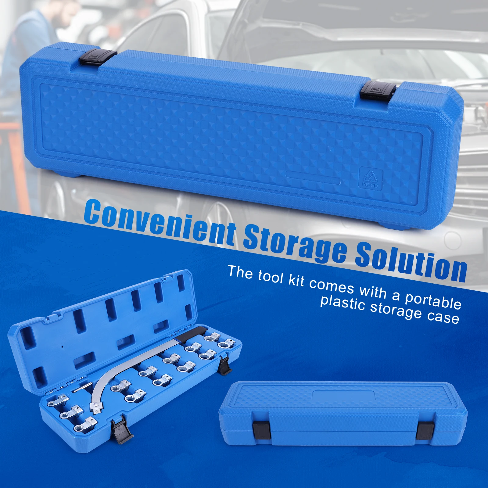 

15PCS Serpentine Belt Tension Pulley Wrench Set Auxiliary Belt Tensioner Pulley Wrench Set Screw Removal Tool for Most Vehicles