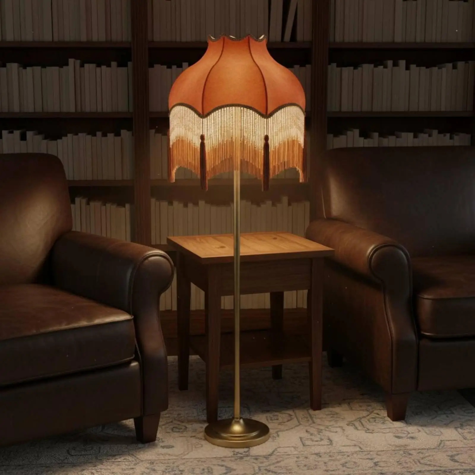 Elegant Caramel Red Velvet Lampshade Beaded Floor Lamp Shade Vintage Tassel Dome for Lounge Bedroom Home Decor