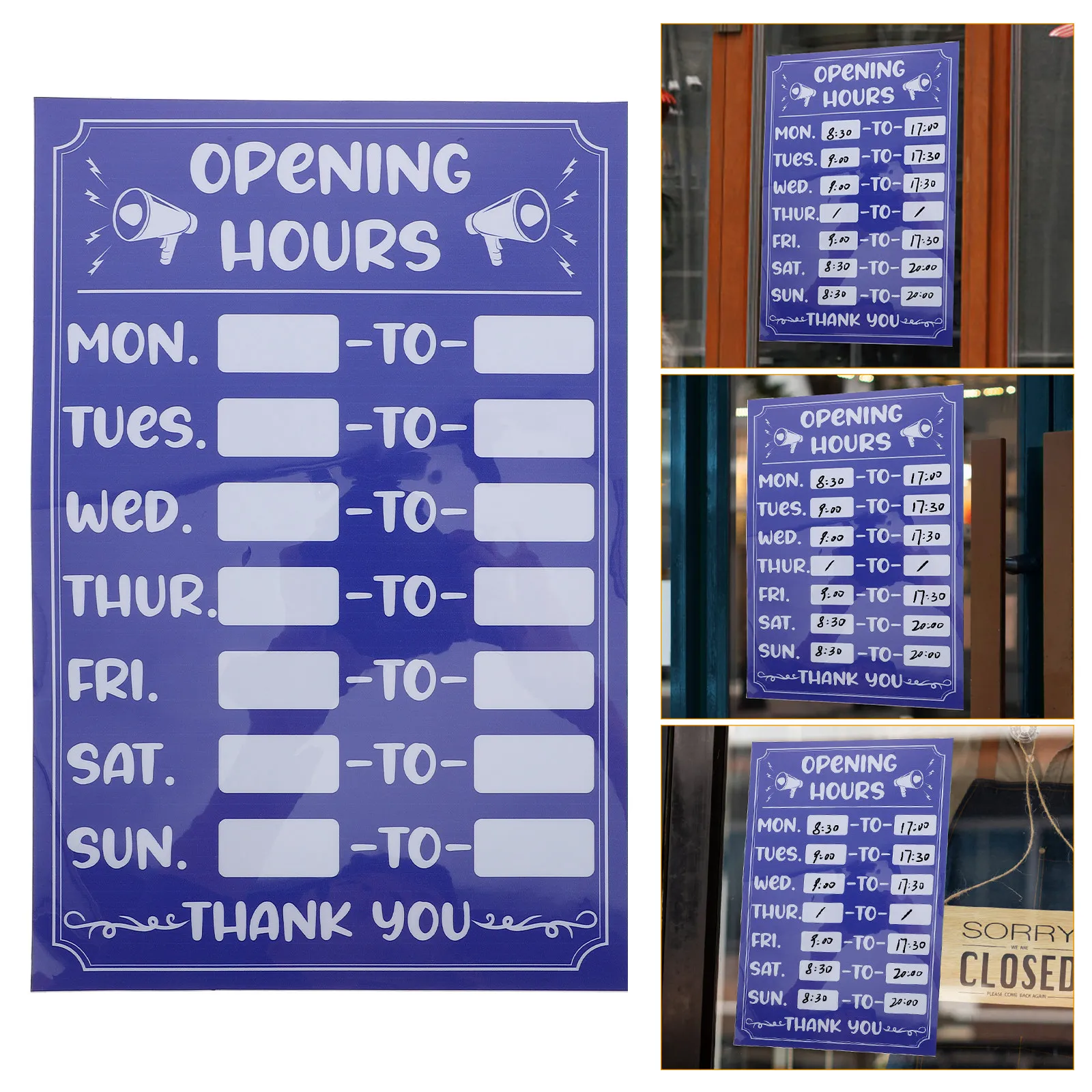 

Табличка с часами работы из ПВХ, многоразовая, самоклеящаяся, водонепроницаемая, устойчивая к выцветанию, для указания часов работы