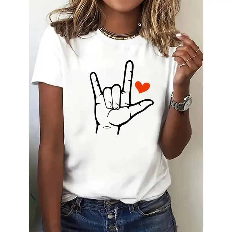 

I Love You Hand Sign T-Shirt ASL Graphic Tee Unisex Love Language Gift Heart Symbol Apparel