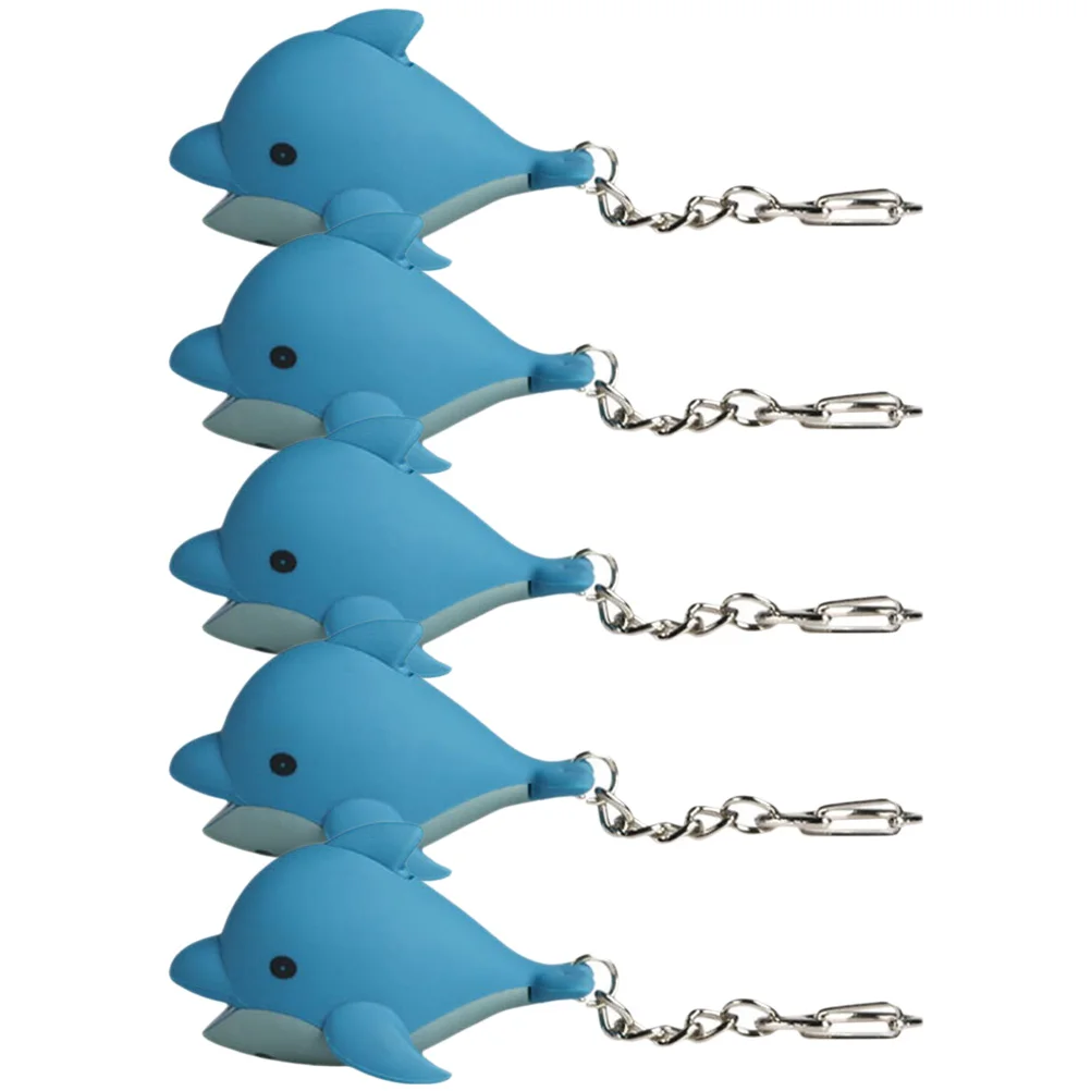 

5pcs Led Light Up Keychains Dolphin Sound Key Rings Cartoon Party Favors Small Keychain For Bags Backpack Purse Decoration