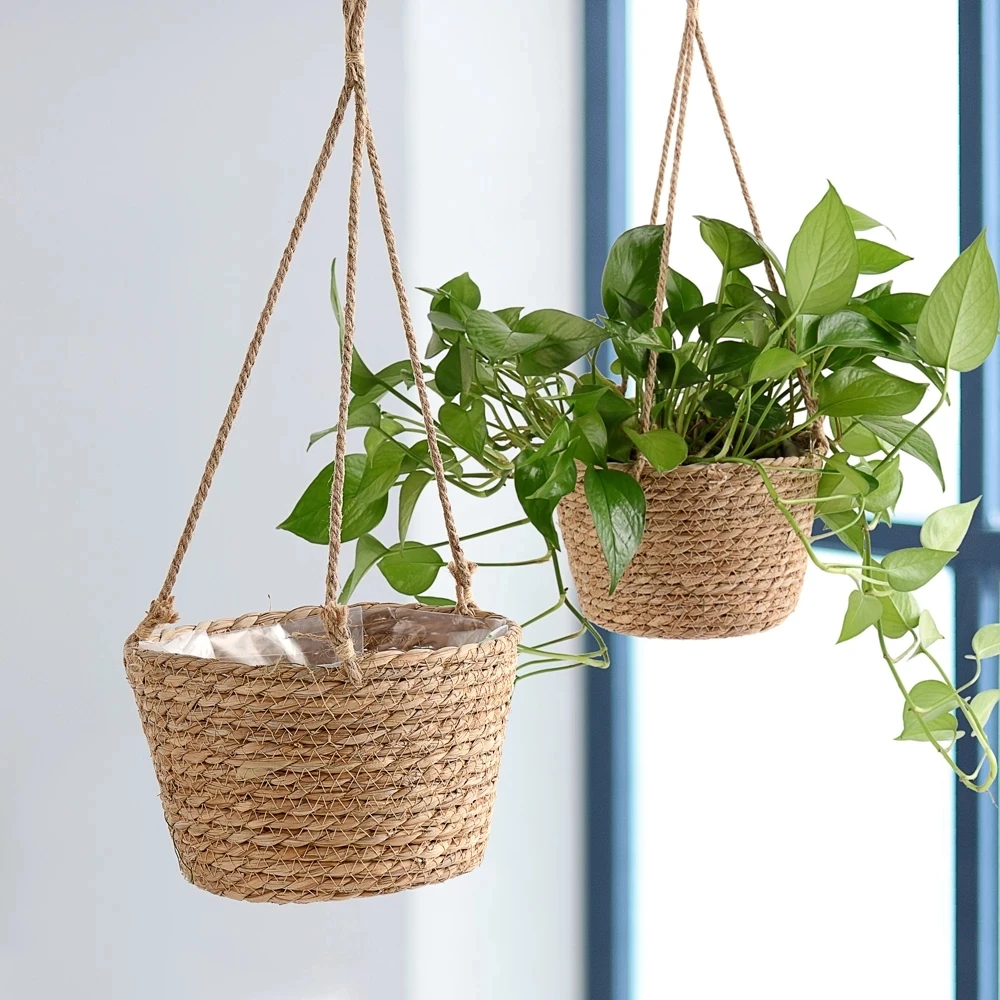 

Garden Plant Storage Basket Hanging Planter Woven Indoor Outdoor Flower Pot Holder Macrame Plant Hangers Items