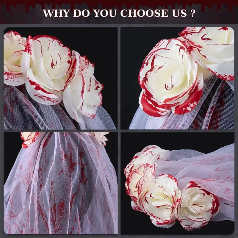 

270D Bloody Hairhoop Veil Dark Series Scary Bride Costume Halloween Party Props