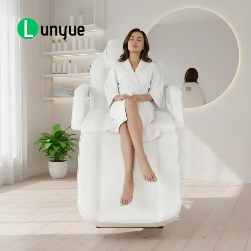 Hydraulic Adjustable Facial Care Massage Bed Foldable PU Leather Spa Beauty Table with Built-in Headrest Height Adjustment