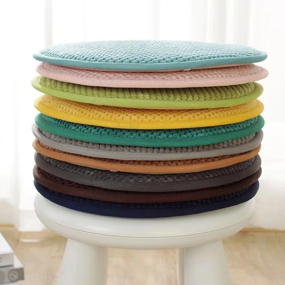Cozy 25/35cm Seat Pad Solid Color Soft Chair Cushion Warm Non-slip Round Cushion Winter Season