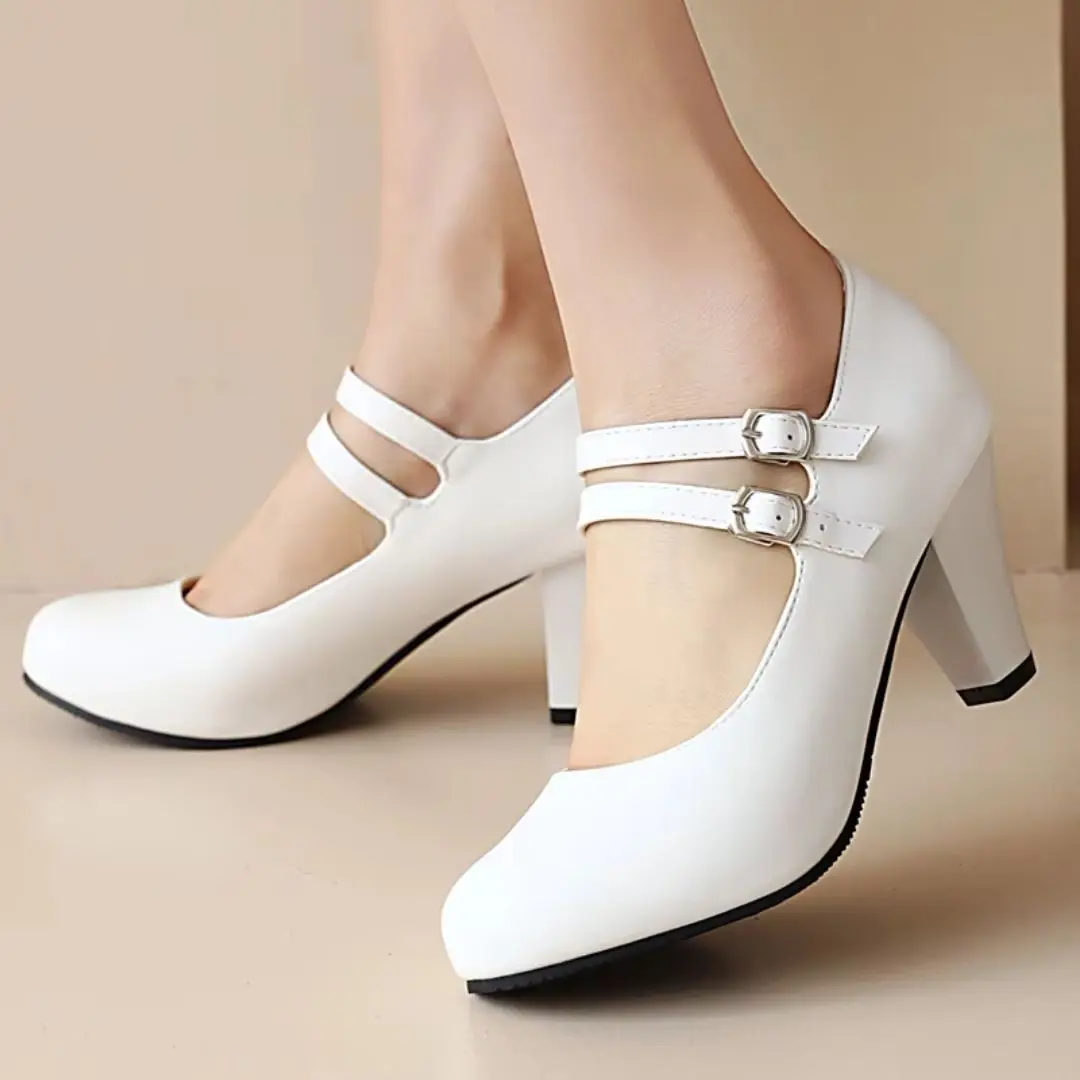 

Элегантные женские белые туфли Мэри Джейн на высоком каблуке, модные черные туфли на каблуке для вечеринки, свадьбы, офиса, женские модельные туфли-лодочки, большой размер 45