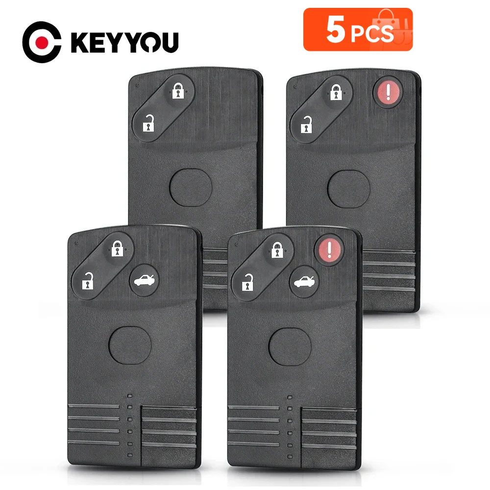 KEYYOU 5PCS 2/3/4 Buttons Smart Remote Car Key Card Shell Fob Case Fob For Mazda 5 6 8 CX7 CX-9 RX8 Miata MX5 Verisa MPV