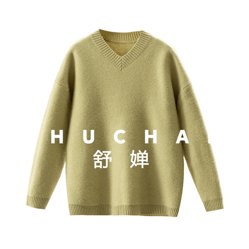 

Fashionable and Comfortable, 100 Wool Double-sided Woven V-neck Sweater for Women 53E9 Blusa Inverno Feminina