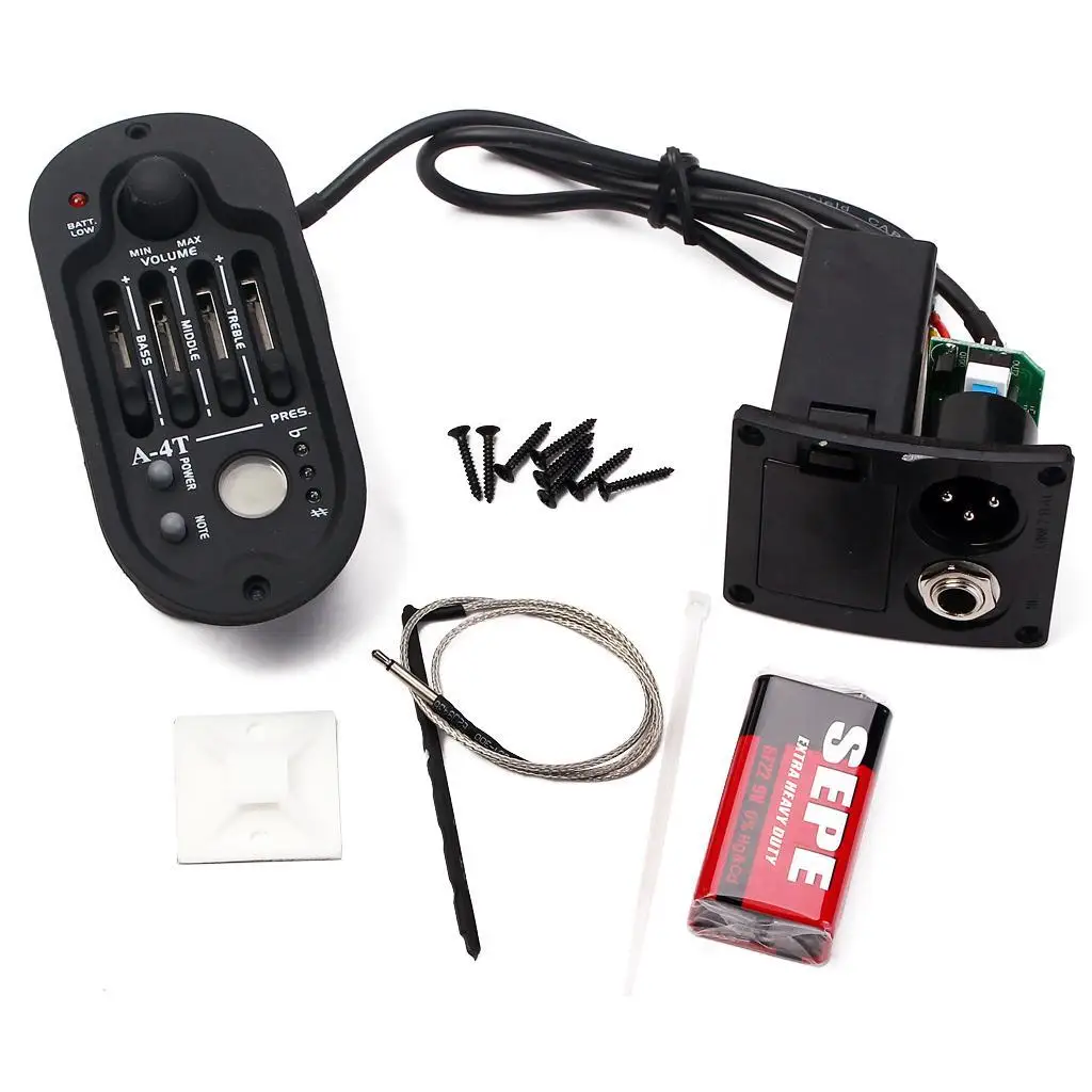Guitar EQ Pickup Folk Guitar Preamp Kit Acoustic Transducer with Presence Mid Treble Bass Control for Rehearsal Use view 6