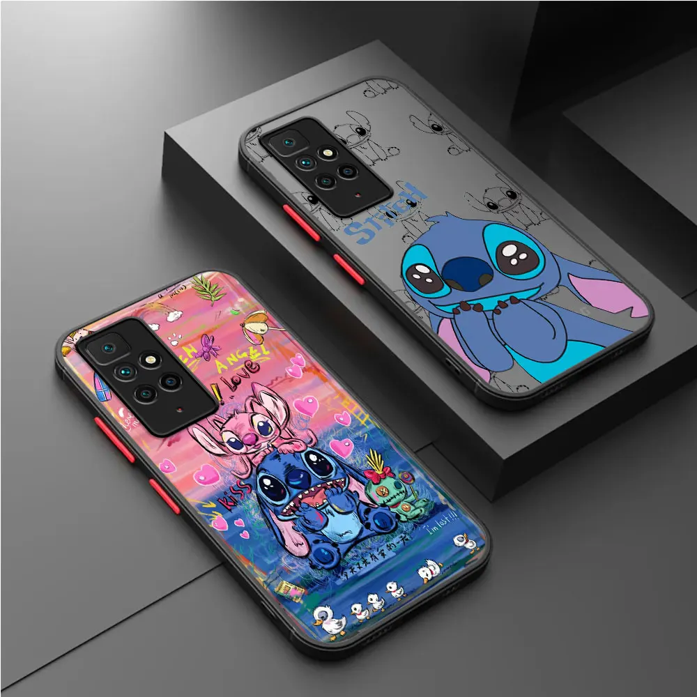 Чехол Skin Feel Scrub для Xiaomi Redmi Note 11 12 Pro Plus 10 12C 12S 9S 8 A1 10C K40 9C 8T, чехол для телефона Disney Angel Stitch Lilo