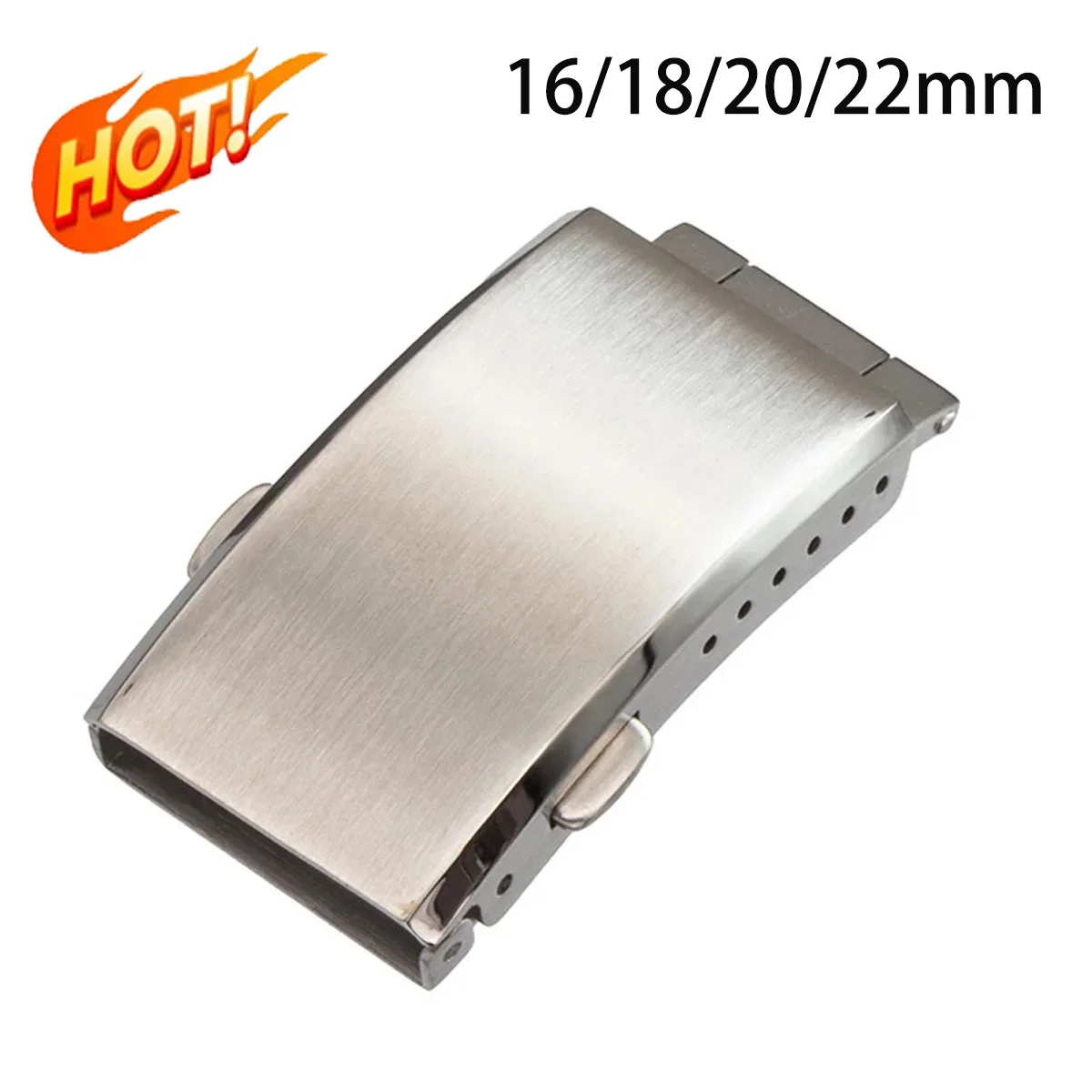 HOT Watchdives Watch Clasp 16/18/20/22mm Silver Folding Safety Milled Clasp Replacement Stainless Steel Deployant Watch Buckle
