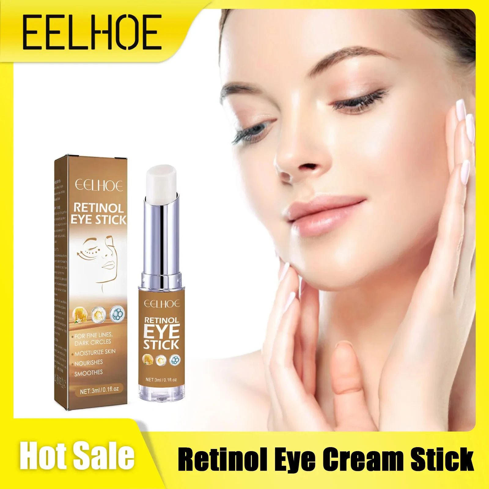 Retinol Eye Cream Stick EELHOE Anti-Wrinkle Dark Circles Remover Eye Bags Removal Moisturizing Against Puffiness Eye Cream 3ml