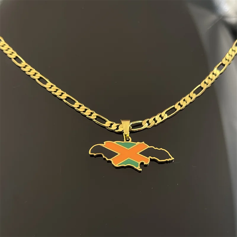 Berber flag African map shaped collarbone necklace gold stainless steel national sentiment commemorative pendant
