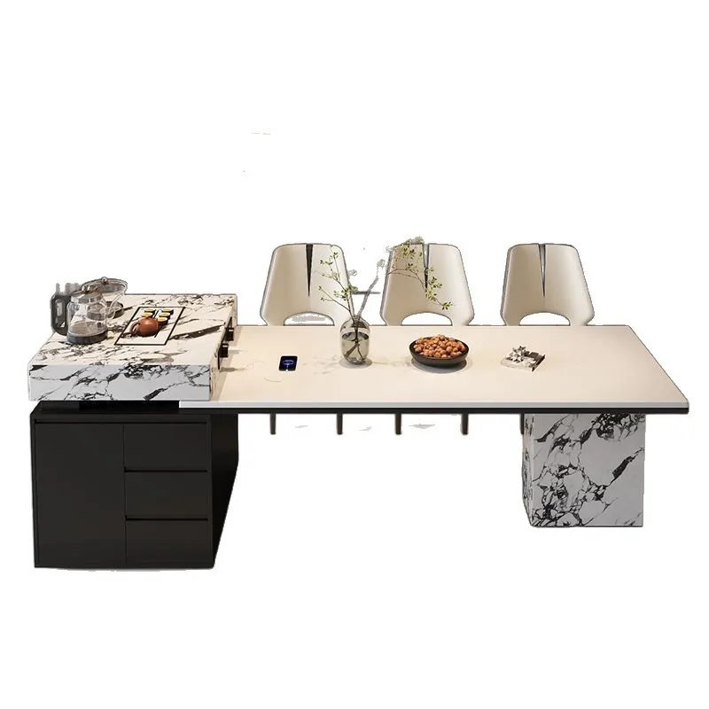 

Tea table Italian minimalist light luxury kitchen large open kitchen integrated island