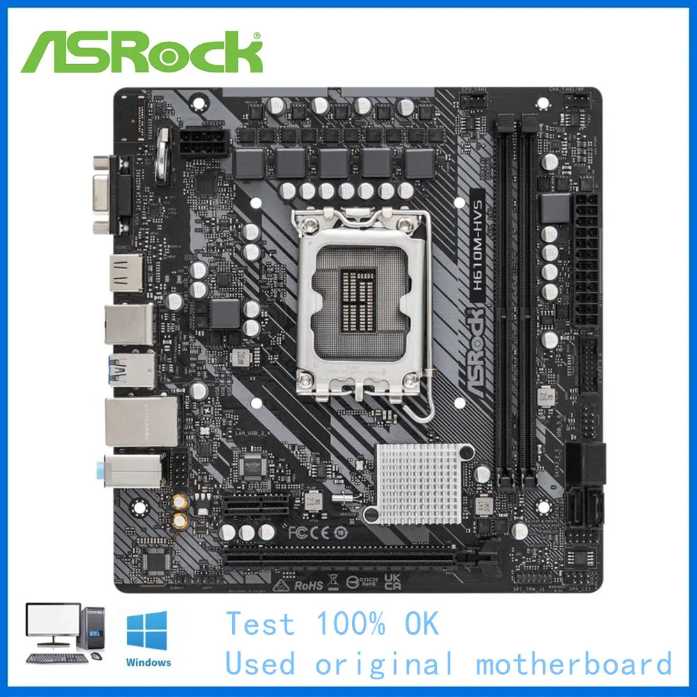 12th Gen H610 Motherboard Used For ASRock H610M-HVS Motherboard Socket LGA1700 DDR4 Desktop Mainboard