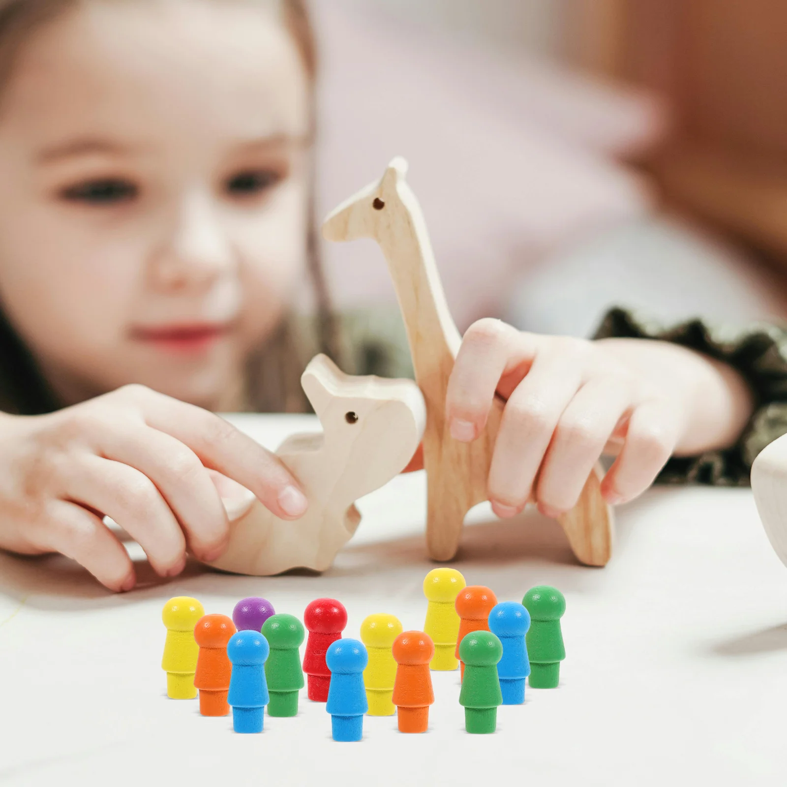 60 sztuk Małych, Kolorowych Drewnianych Figur do Gry w Latające Szachy, do Gier Planszowych, Edukacyjnych, Rozwijających Zdolności Poznawcze, Rozrywkowych i do Użytku jako Zamienniki