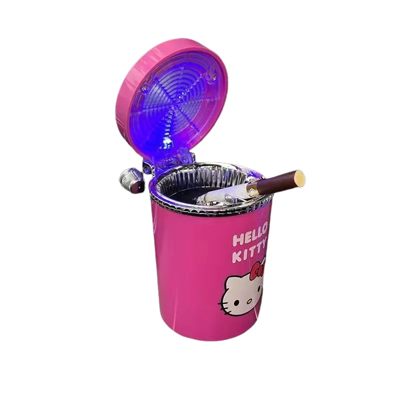 Kawaii Sanrio Hello Kitty Personality Led Light-Up Car Ashtray with Cover Anime Car Decoration for Men and Women Holiday Gifts - view 4