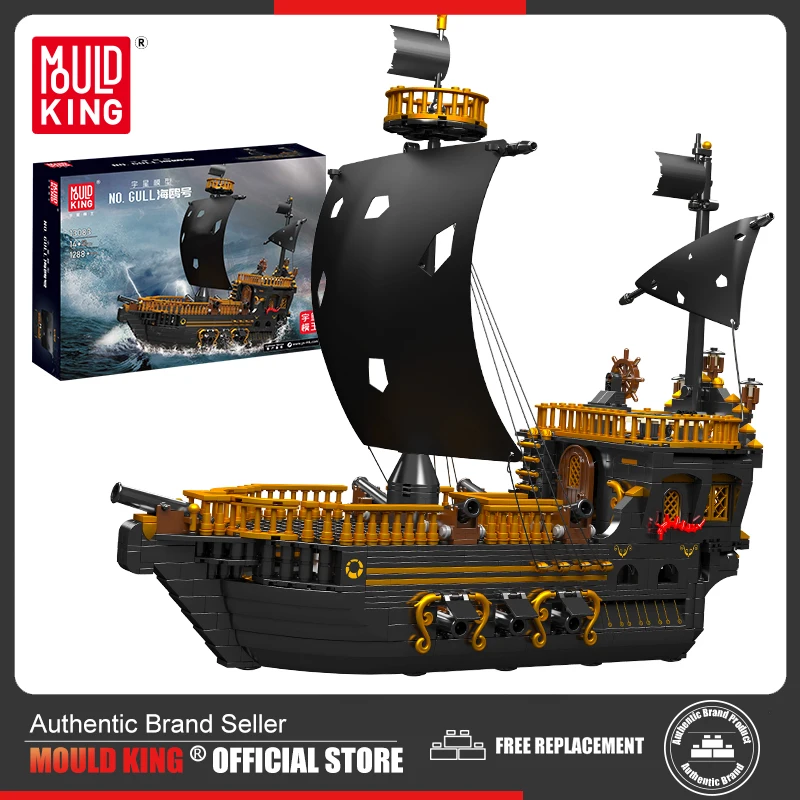 MOULD KING 13083 Gull Pirates Ship Building Blocks Boat Model Kits to Build MOC Bricks Kids Creative Toys Christmas Gifts