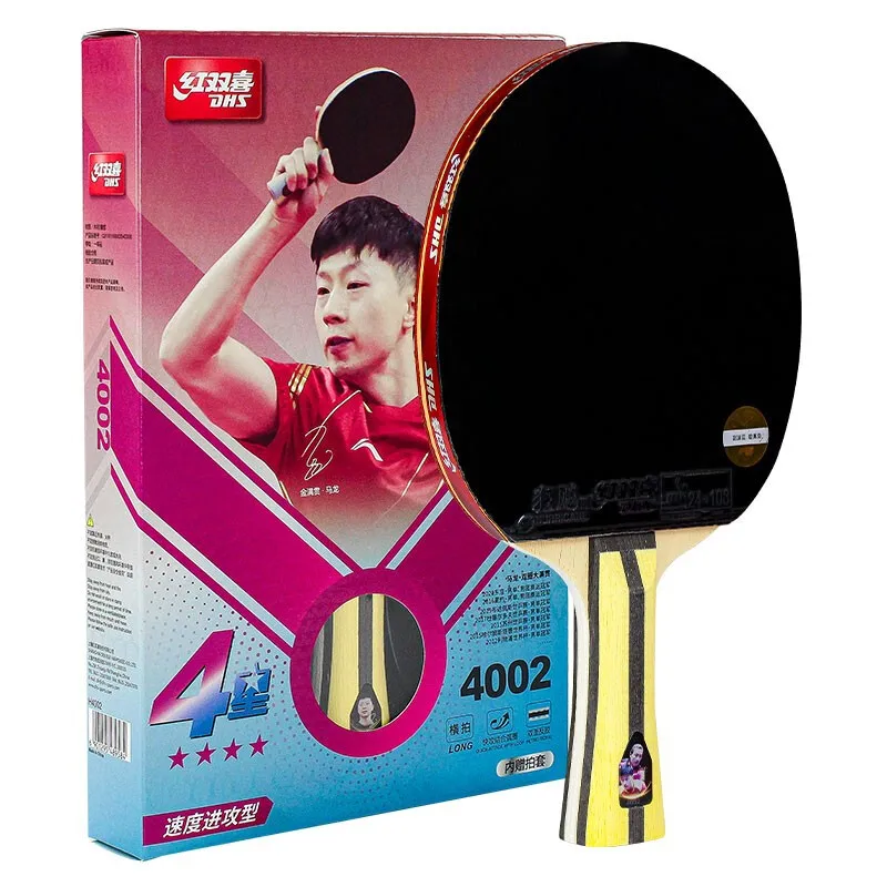 Original DHS 4 Stars Table Tennis Racket Loop Offensive H4002 Hurricane 3 G888 Rubber 4-Star Ping Pong Bat with Round Bag