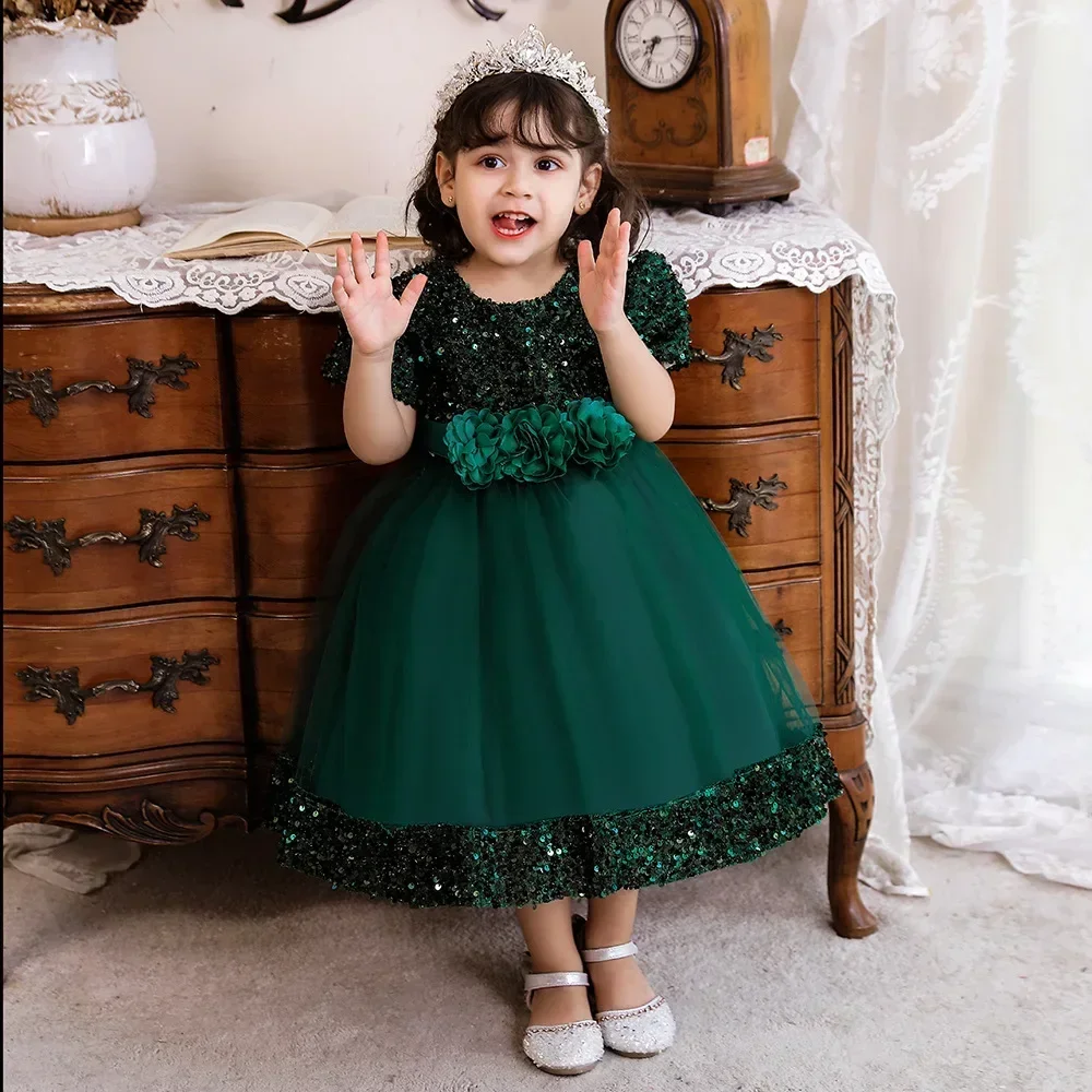 

2023 New Newborn Photography Outfit Complete Baby's Sequin Flower Gauze First Photoshoot Dress for Girls Princess Dress