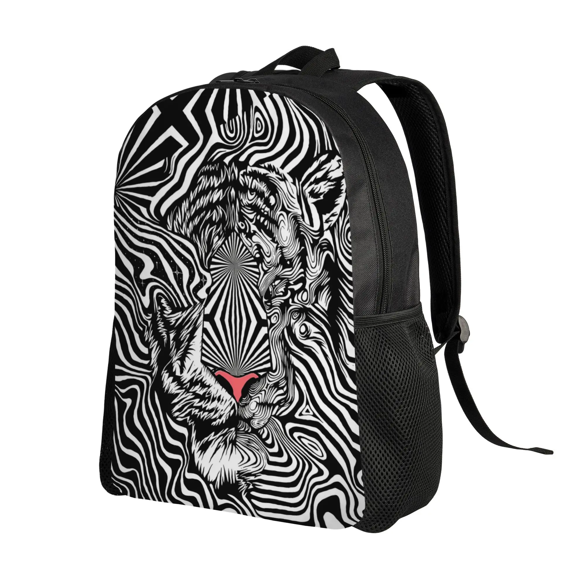 Graffiti Tiger Line Manga Backpack Student Unisex  Big Backpacks Polyester Pretty High School Bags Camping Design Rucksack