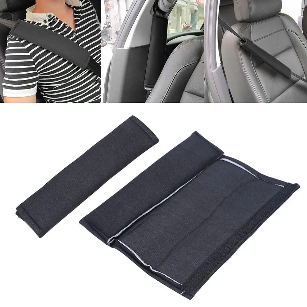 

2pcs Shoulder Cover Cushion Black Car Seat Belt Pad Strap Auto Interior Accessories for Adults Youth Kids