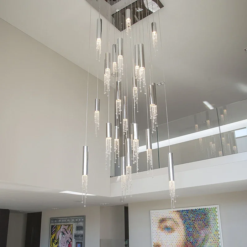 Modern LED Ceiling Chandelier Hall Kitchen Loft Crystal Pendant Lamps Bedroom Square Dining Living Room Lustres Hanging Light