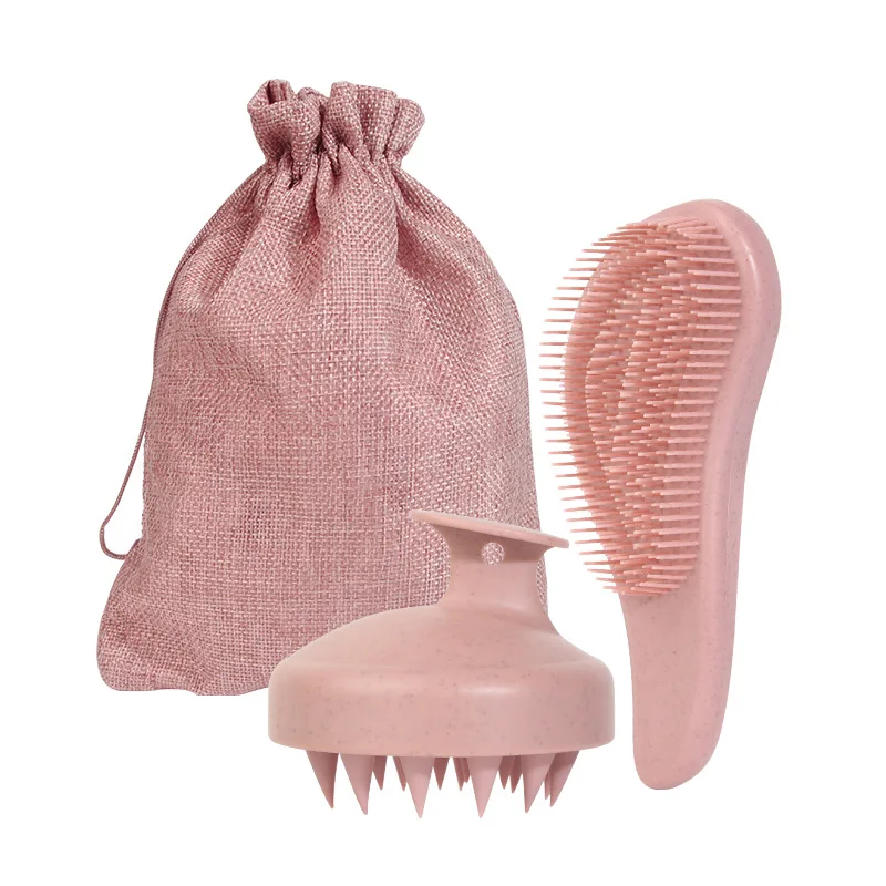 

Hair Comb Detangler Brush Scalp Massager Hair Brush Set Salon Hairdressing Soft Silicone Bristles Wheat Straw Styling Accessory