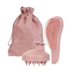 Hair Comb Detangler Brush Scalp Massager Hair Brush Set Salon Hairdressing Soft Silicone Bristles Wheat Straw Styling Accessory