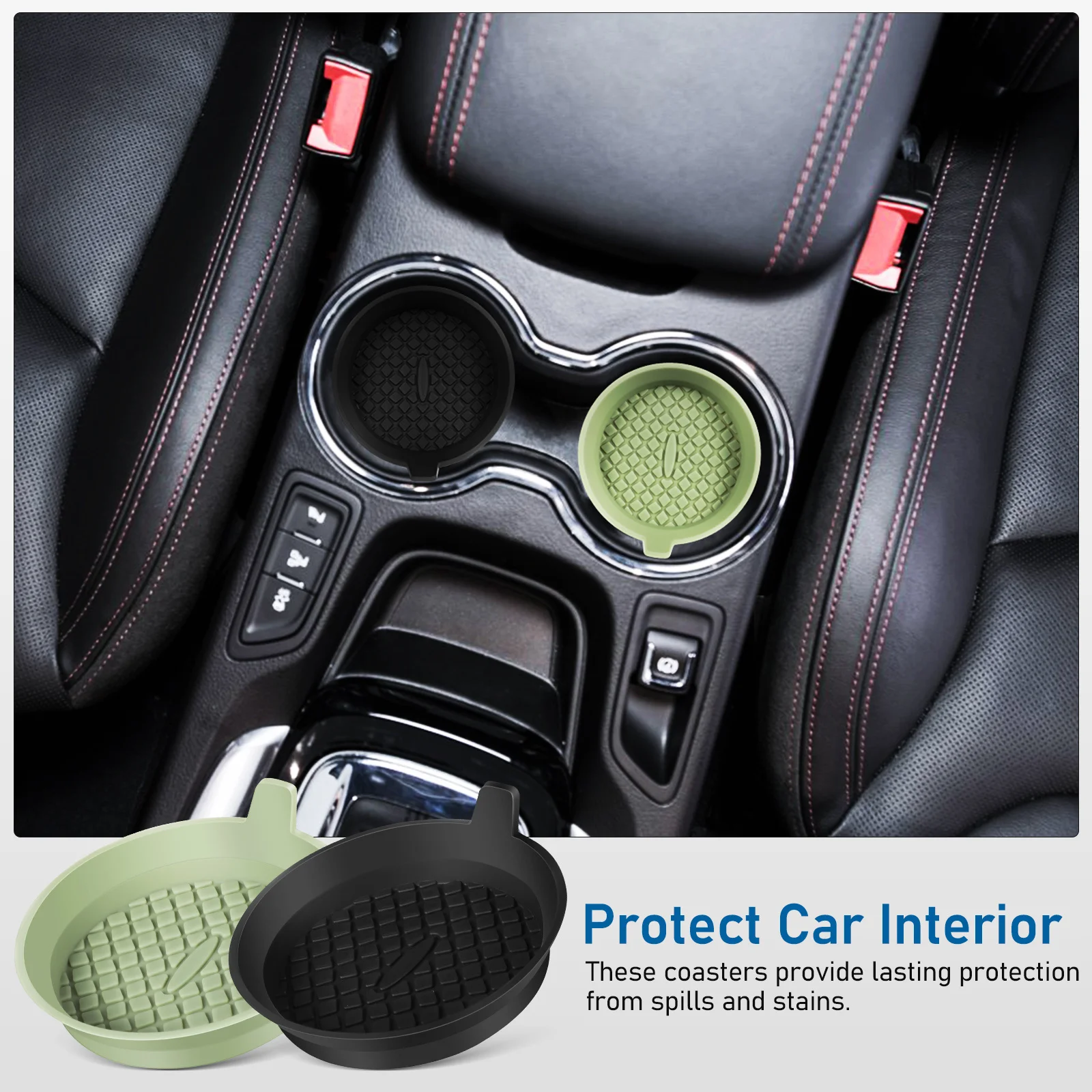 

4Pcs Universal Nonslip Car Coasters Silicone Mats Easy to Clean Durable Spill Resistant Cup Coasters for Car Cup Mats