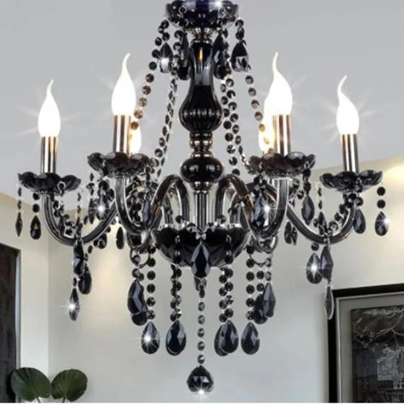 Modern Black Crystal Chandelier Light for Living Room Bedroom Indoor Lamp Crystal Lustres De Teto LED Ceiling Chandelier Fixture