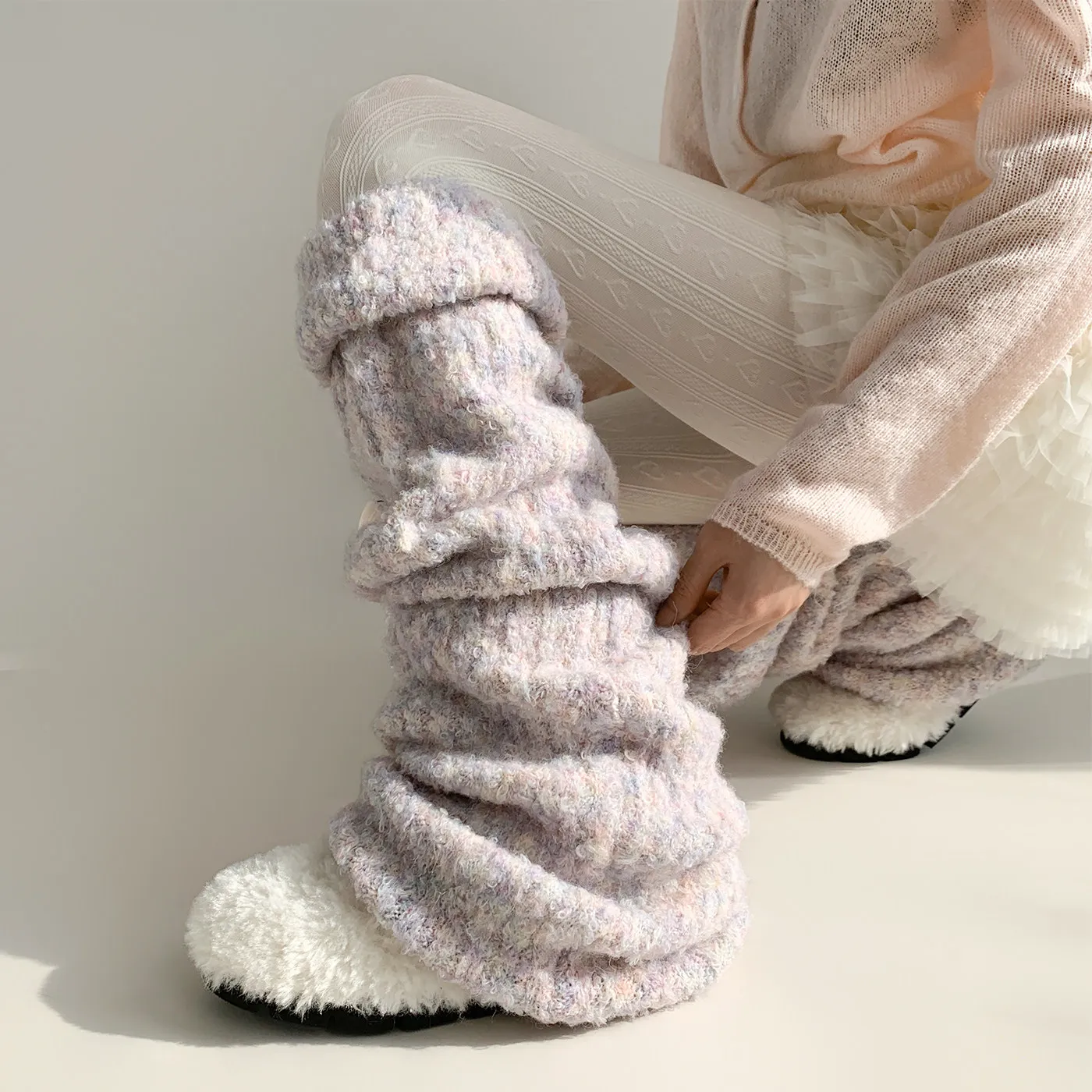 

Зимние пикантные чехлы для девочек Jk, корейские милые теплые многослойные чехлы для икр, корейские плюшевые носки для девочек-подростков, аксессуары для покупок, чехлы для ног