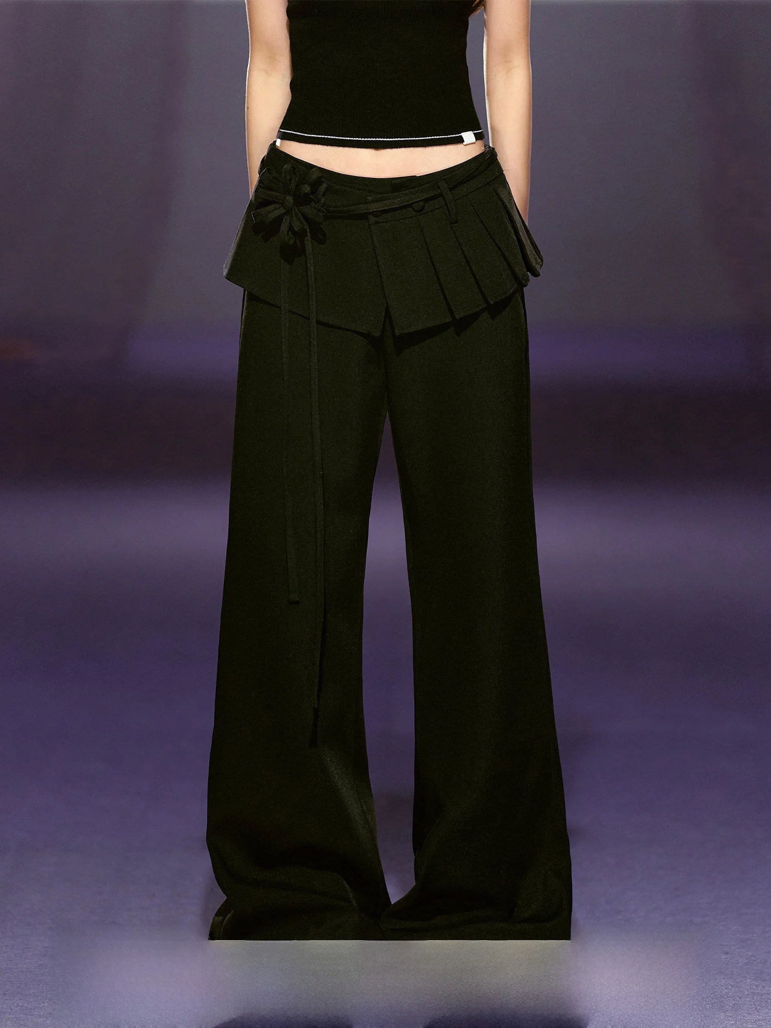 

AGAM Sli Illusory: Плиссированные брюки-юбка из двух частей, широкие повседневные брюки с высокой талией, прямой крой, смесь полиэстера