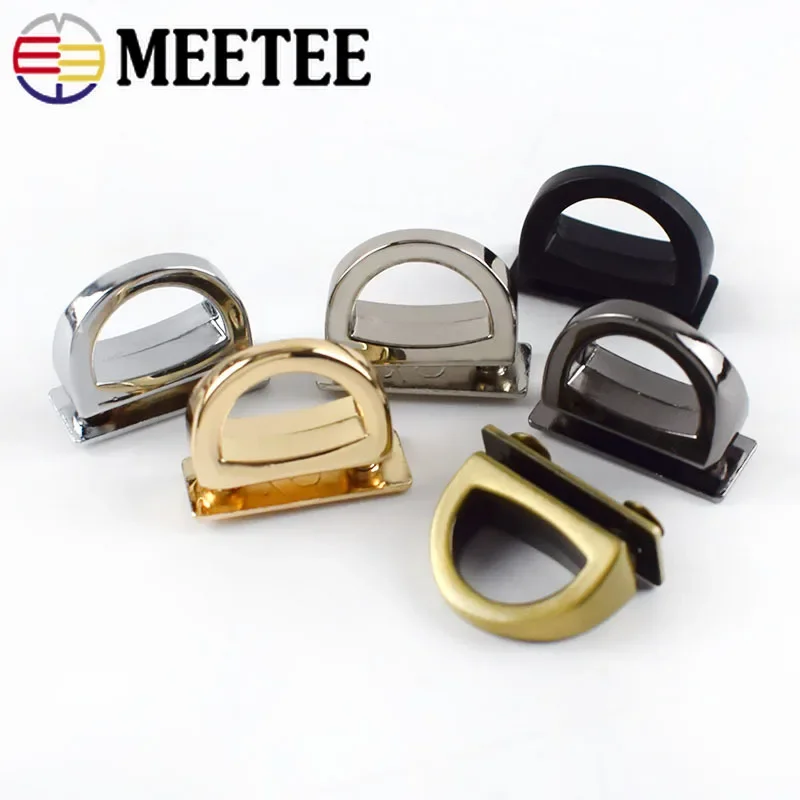 5/10Pcs 14mm Metal D Ring Buckles Handbag Chain Hanger Decor Hooks Bag Side Connector Clip Clasps Screw DIY Hardware Accessories