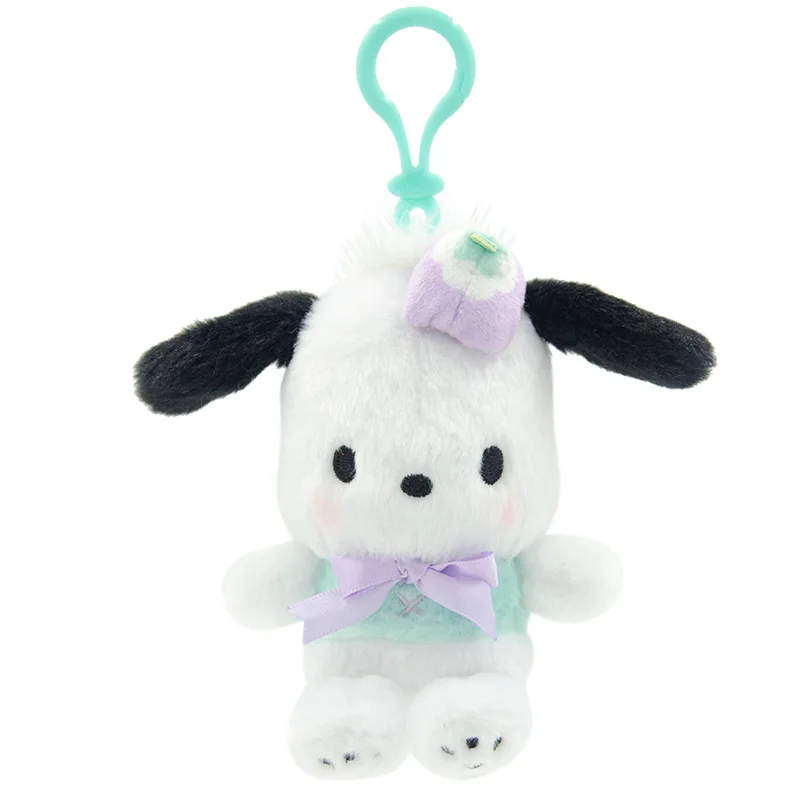 Cute Flower Fruit HelloKitty Kuromi Melody Cinnamoroll and Pochacco Plush Doll Keychain Diy Bag Accessories Pendant Send Gifts