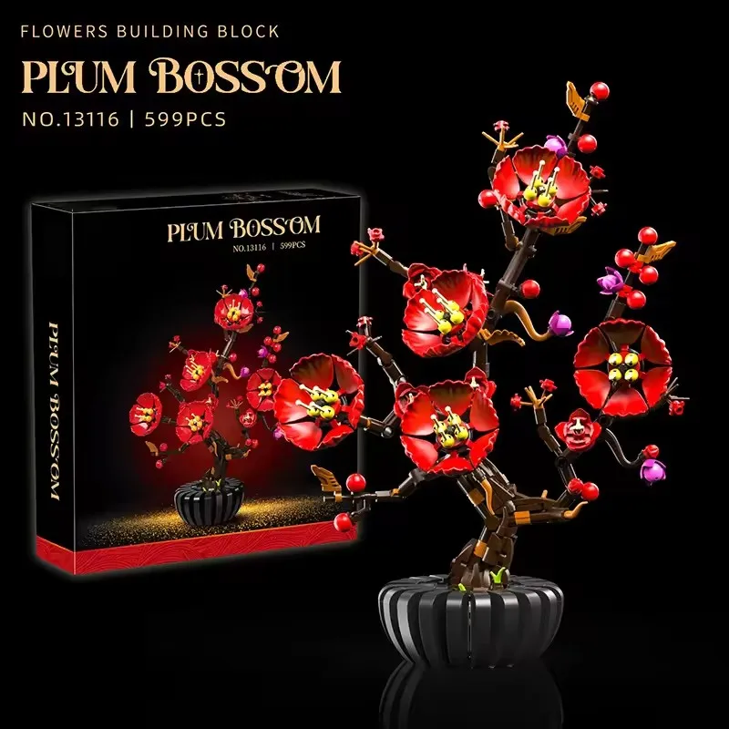 

Creative MOC Simulation Home Flowers Building Kits Plum Blossom Bonsai Desktop Blocks Educational Toys Kids Adults