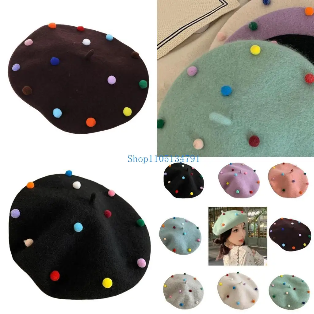 

98km Winter Wool Hat Artist Painter Hat Comfortable Sweet Women Hat for Ladies Accessory