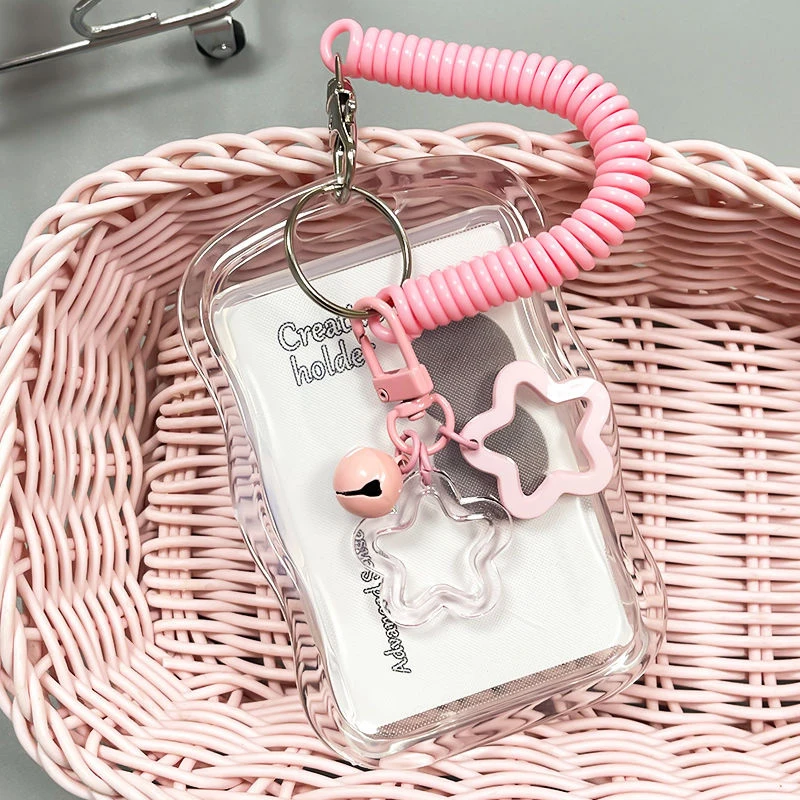 PVC Transparent Kpop Photocard Holder Keychain for 54 Cards Secure Storage for Students Bank ID Work Card Use - view 5