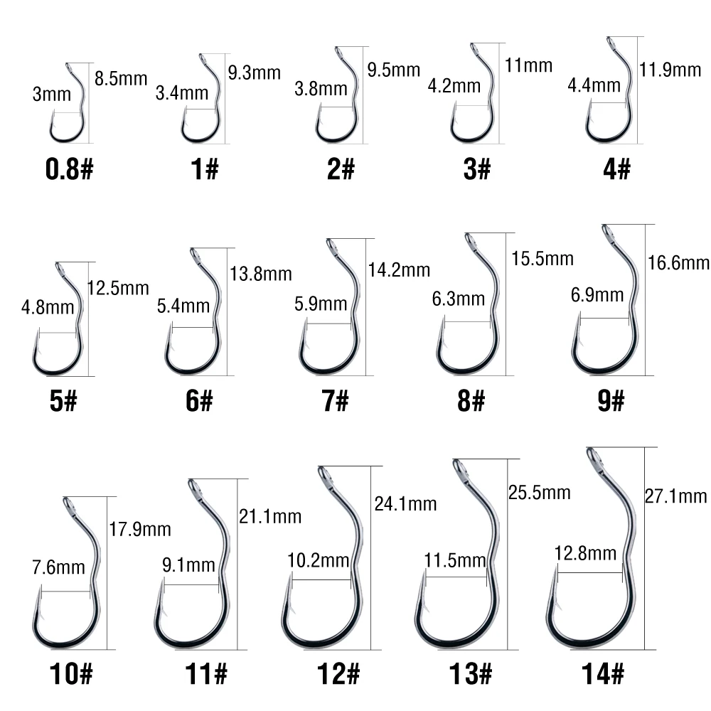50 Stück/Box Angelhaken aus Hochkohlenstoffstahl Automatisch Klappender Fischhaken mit Widerhaken Offset-Haken Zweifach Gebogener Rutschfester Haken – Detail 7