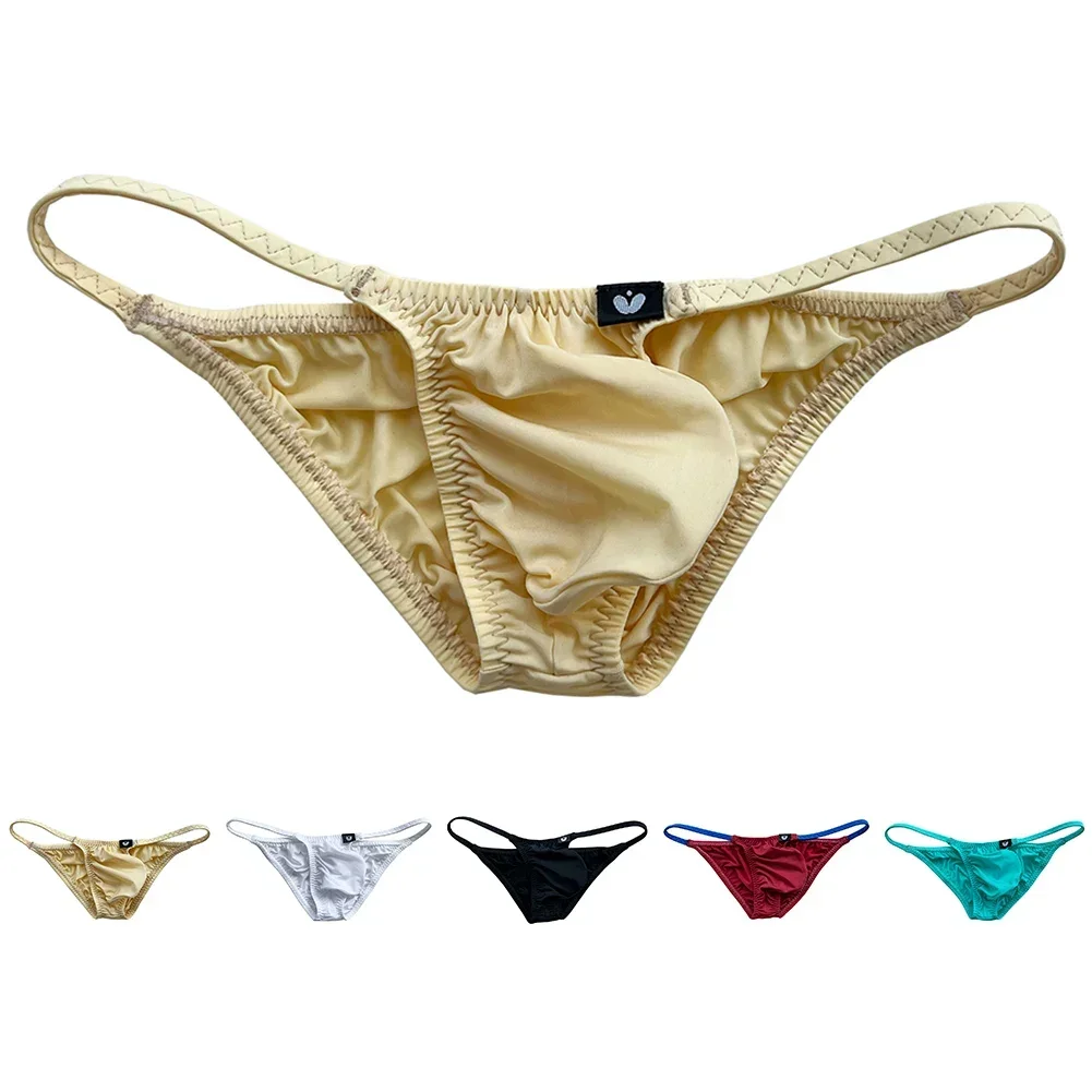 Men Stretchy Briefs Trunk Underwear Solid Thongs Bikini Bulge Pouch Panties Sleep Bottoms Sexy Lingerie T Back  Micros Thong